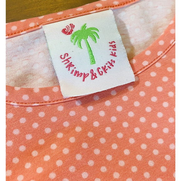 Shrimp and Grits Kids Pink Polka Dot Girls Long Sleeve Shirt L (7-8) - Picture 4 of 12